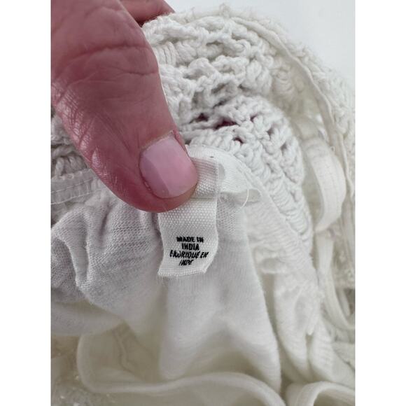 Aerie White Crochet Maxi Dress Boho Beach Coastal Summer Festival Size Large - Picture 9 of 10